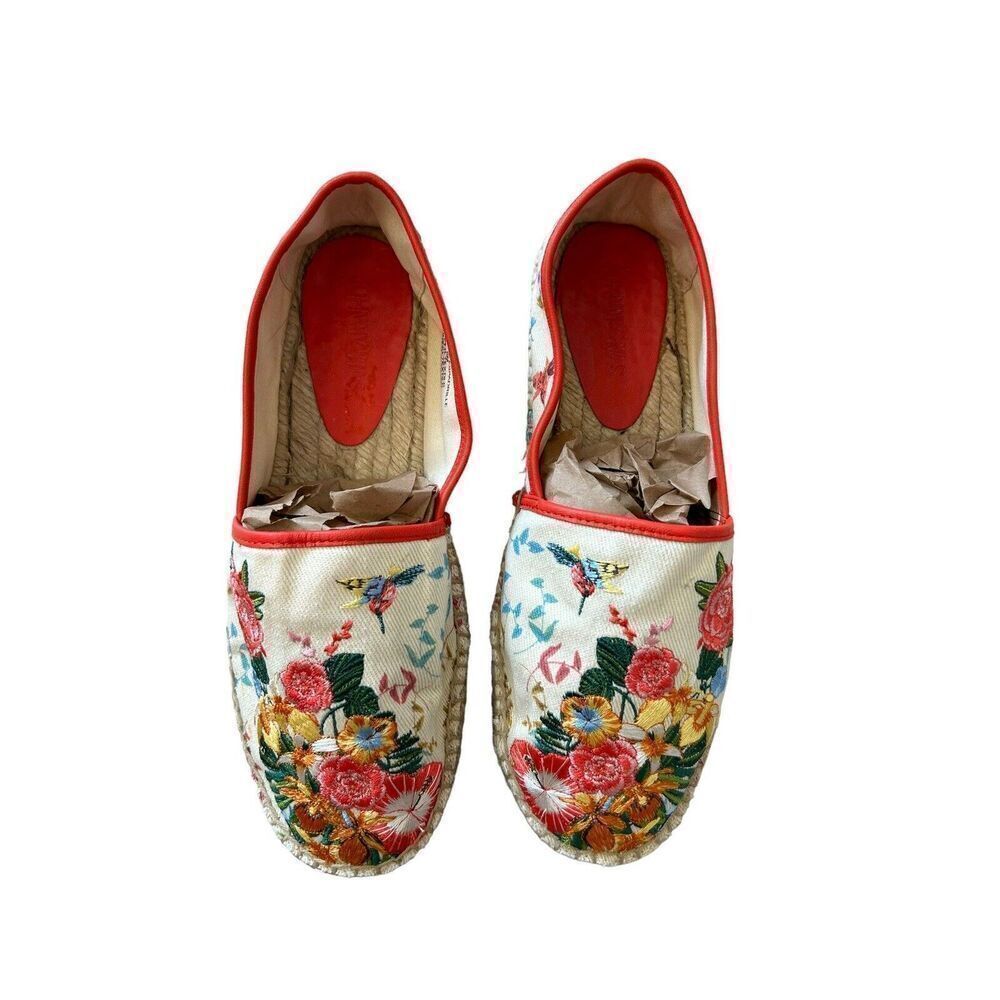 Johnny Was Andra Platform Espadrille Floral Embroidered Boho EUC Size 8M